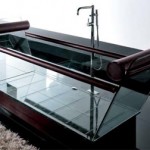 clear glass tub