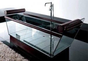 clear glass tub